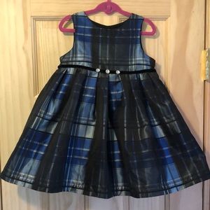 Blue plaid taffeta(?) dress hardly worn